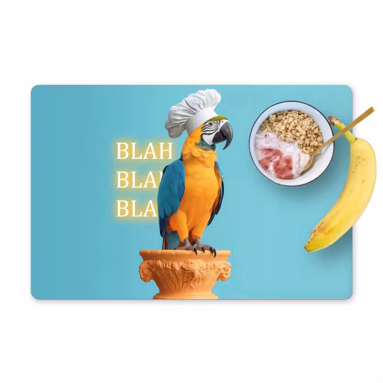 Placemat - 6 stuks - Papegaai - Koksmuts - Quote - Neon — 1