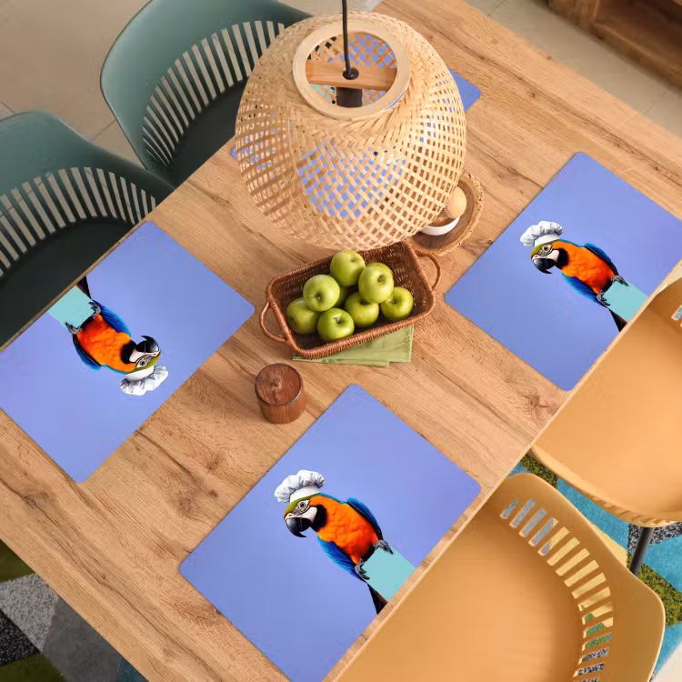 Placemat - 6 stuks - Papegaai - Koksmuts - Vogel - Leuk — 6