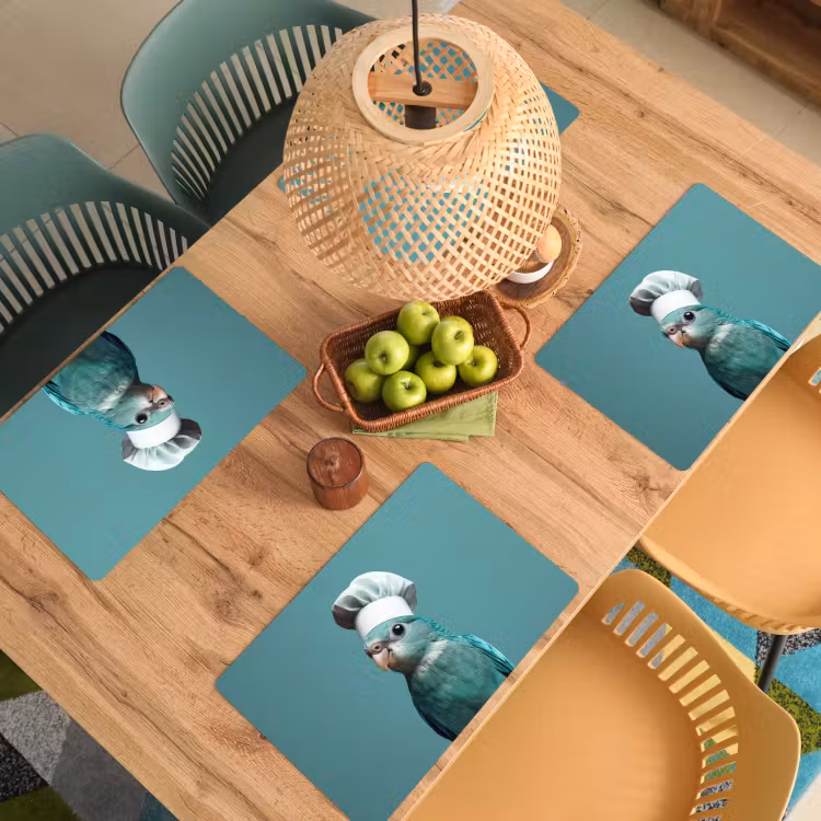 Placemat - 6 stuks - Parkiet - Vogel - Koksmuts - Cute — 6