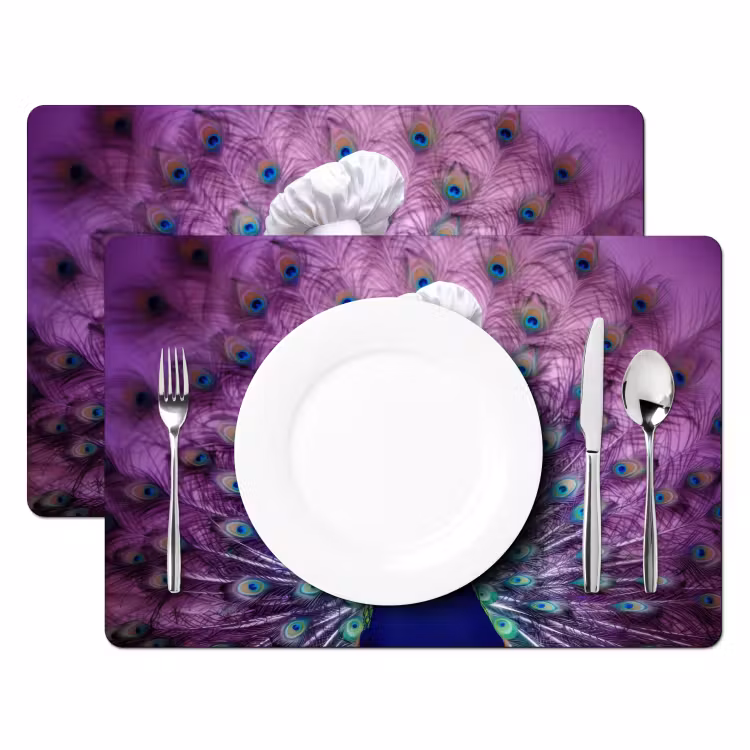 Placemat - 6 stuks - Pauw - Koksmuts - Cool - Paars — 2