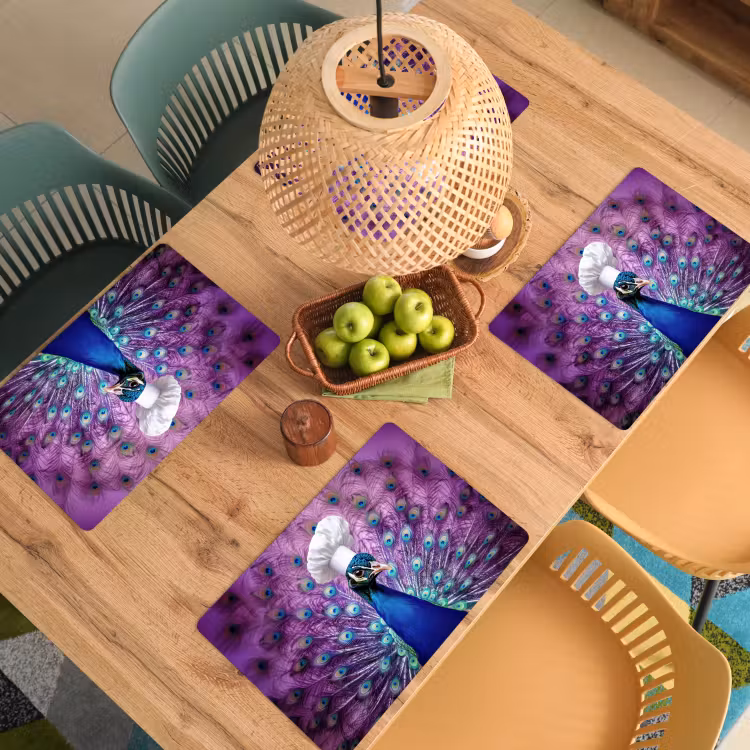 Placemat - 6 stuks - Pauw - Koksmuts - Cool - Paars — 6