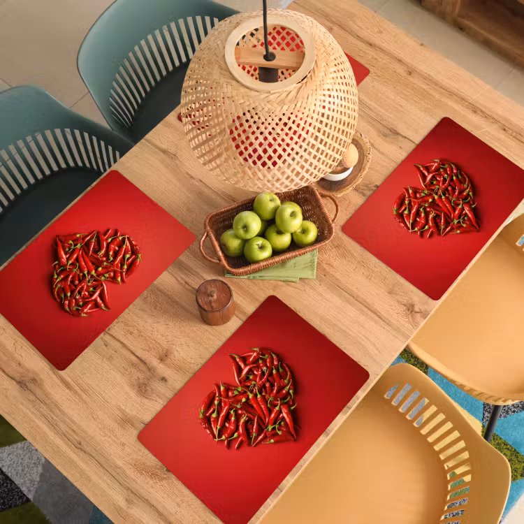 Placemat - 6 stuks - Pepers - Rood - Hart — 6