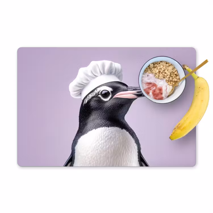 Placemat - 6 stuks - Pinguïn - Koksmuts - Lief - Paars — 1
