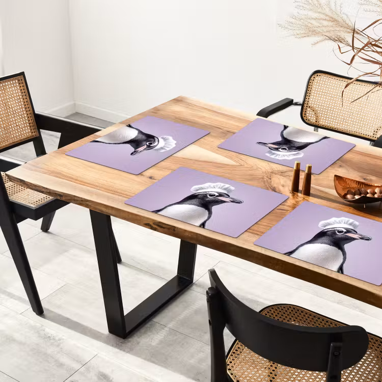 Placemat - 6 stuks - Pinguïn - Koksmuts - Lief - Paars — 5