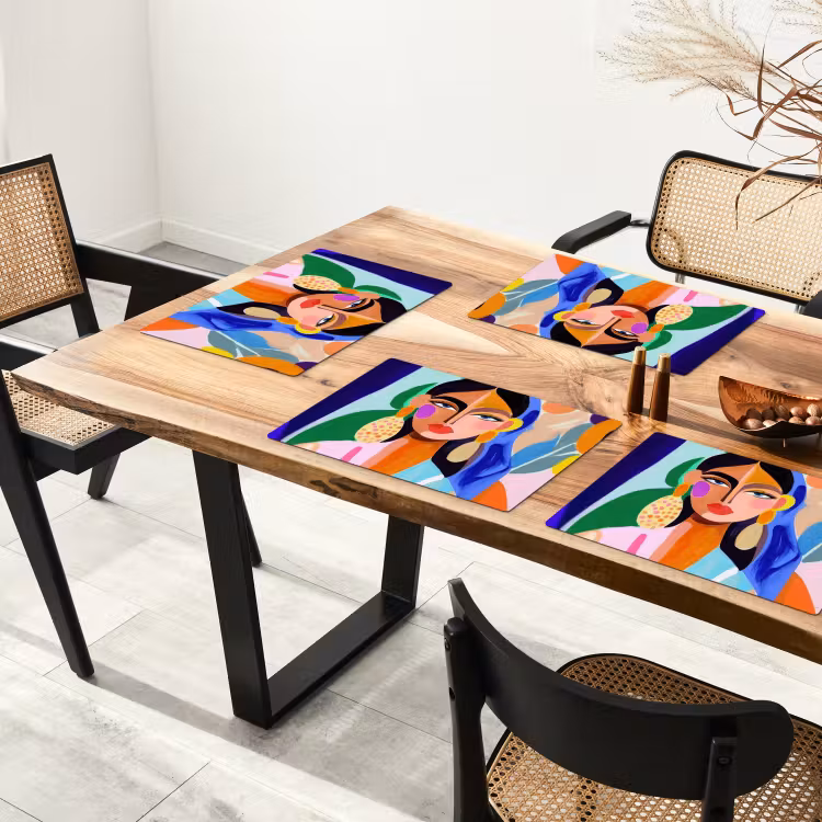 Placemat - 6 stuks - Portret - Vrouw - Modern — 5