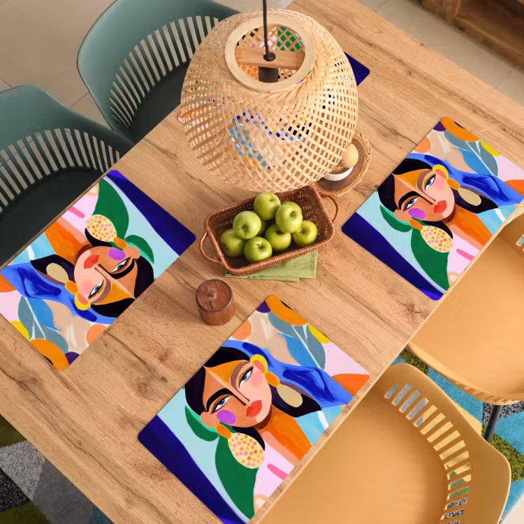 Placemat - 6 stuks - Portret - Vrouw - Modern — 6