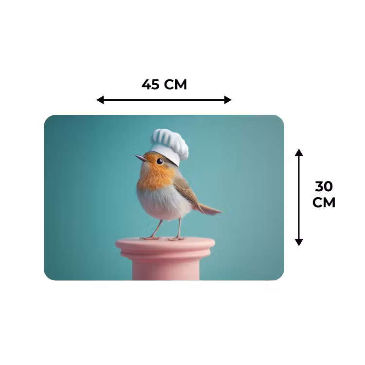 Placemat - 6 stuks - Roodborstje - Vogel - Koksmuts - Sokkel — 3