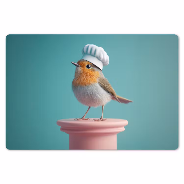 Placemat - 6 stuks - Roodborstje - Vogel - Koksmuts - Sokkel — 7