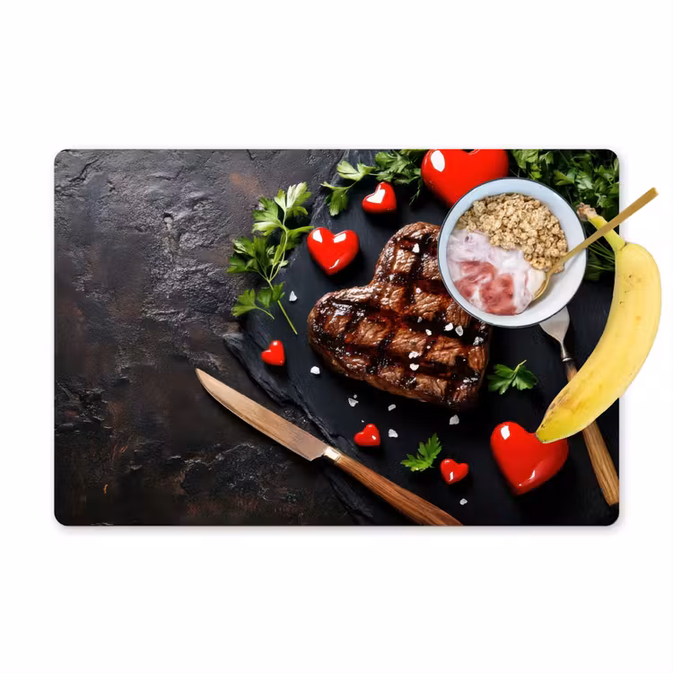 Placemat - 6 stuks - Steak - Hart - Bestek — 1