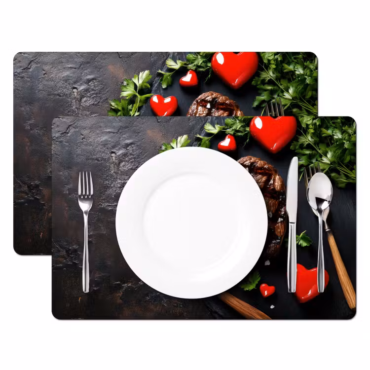 Placemat - 6 stuks - Steak - Hart - Bestek — 2