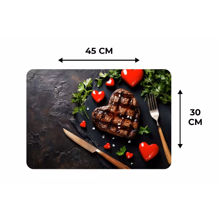 Placemat - 6 stuks - Steak - Hart - Bestek — 3