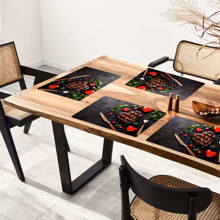 Placemat - 6 stuks - Steak - Hart - Bestek — 5