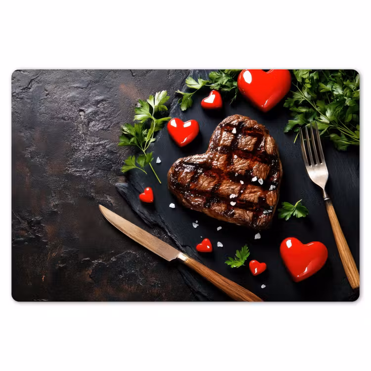 Placemat - 6 stuks - Steak - Hart - Bestek — 7