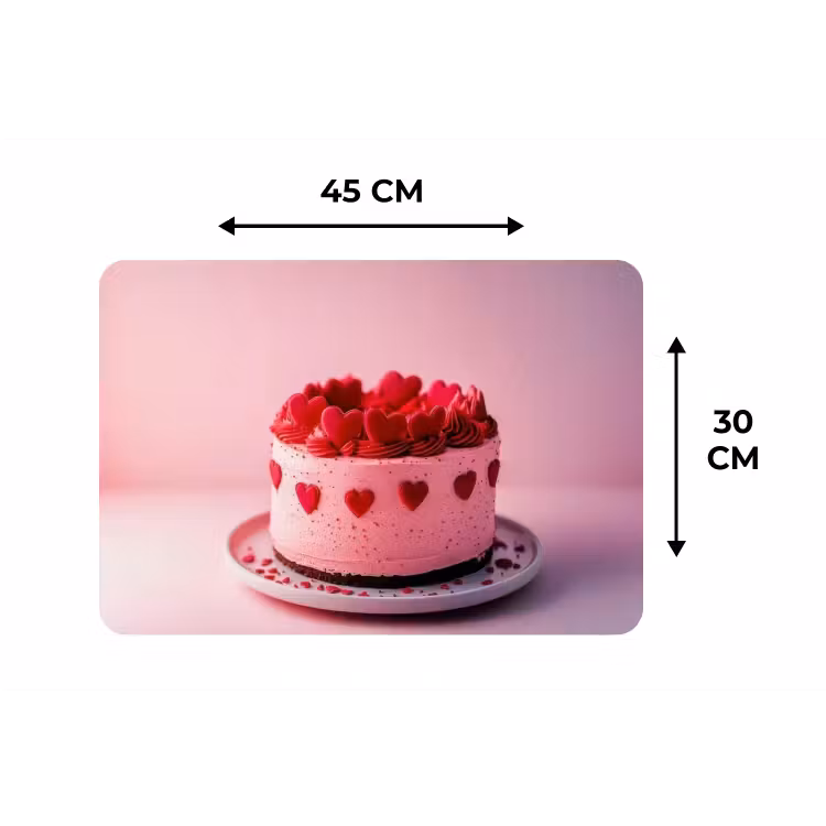 Placemat - 6 stuks - Taart - Hart - Roze — 3