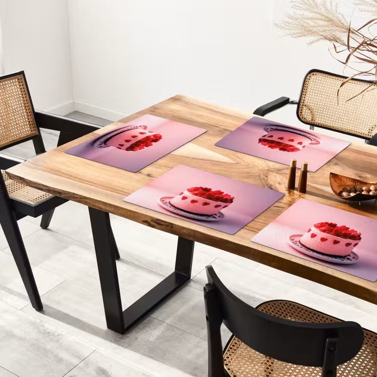 Placemat - 6 stuks - Taart - Hart - Roze — 5