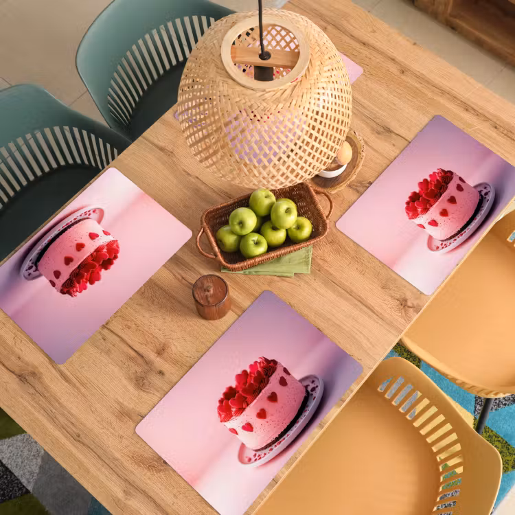 Placemat - 6 stuks - Taart - Hart - Roze — 6