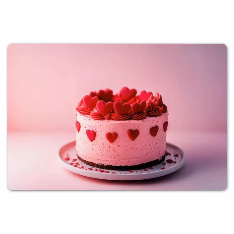 Placemat - 6 stuks - Taart - Hart - Roze — 7