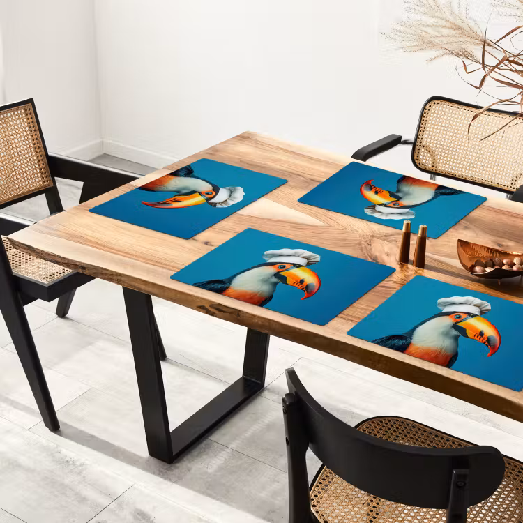 Placemat - 6 stuks - Toekan - Papegaai - Vogel - Koksmuts — 5