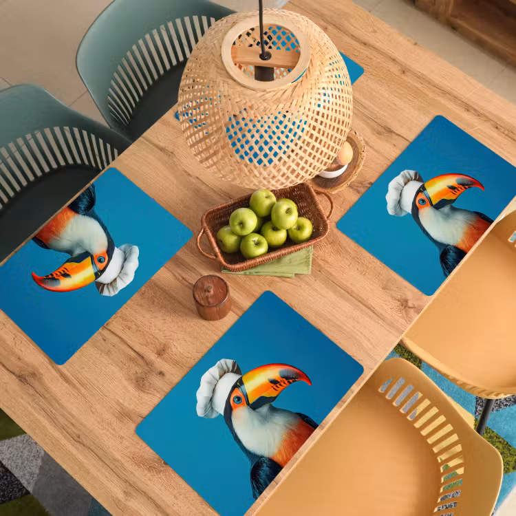 Placemat - 6 stuks - Toekan - Papegaai - Vogel - Koksmuts — 6