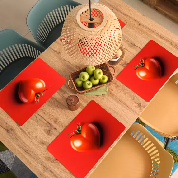 Placemat - 6 stuks - Tomaat - Rood - Hart — 6