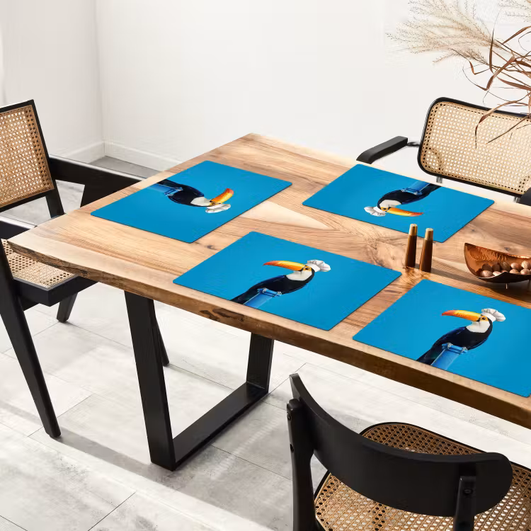 Placemat - 6 stuks - Tucan - Sokkel - Vogel - Koksmuts — 5