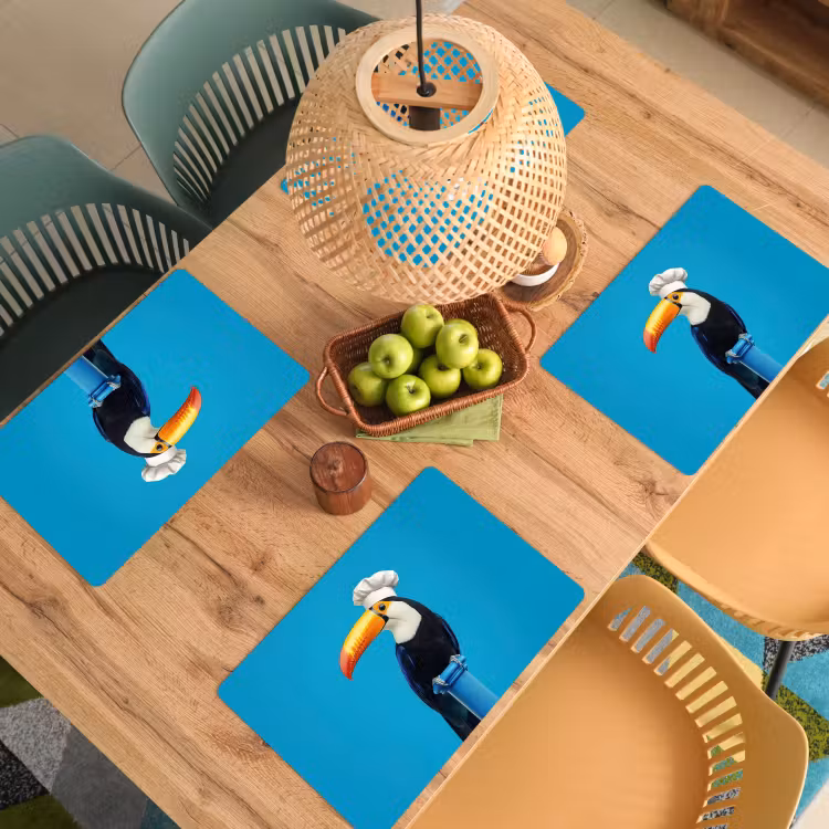 Placemat - 6 stuks - Tucan - Sokkel - Vogel - Koksmuts — 6