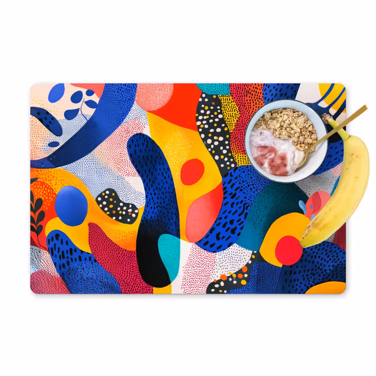 Placemat - 6 stuks - Vormen - Abstract - Stippels - Blauw — 1