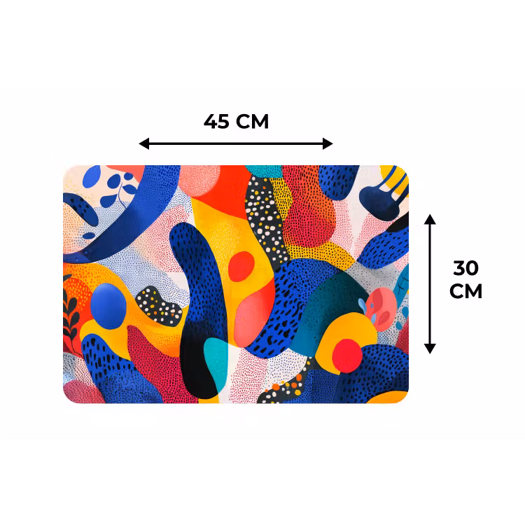 Placemat - 6 stuks - Vormen - Abstract - Stippels - Blauw — 3