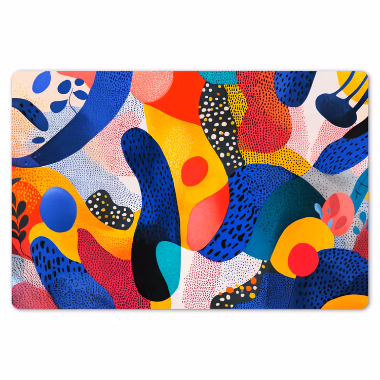 Placemat - 6 stuks - Vormen - Abstract - Stippels - Blauw — 7