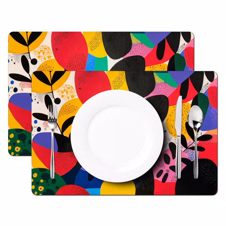 Placemat - 6 stuks - Vormen - Stippen - Kleurrijk — 2