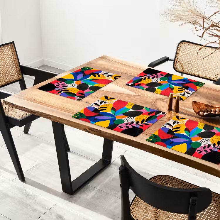 Placemat - 6 stuks - Vormen - Stippen - Kleurrijk — 5