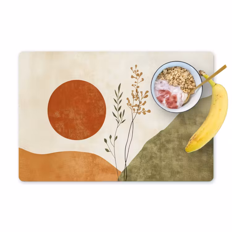 Placemat - 6 stuks - Zon - Abstract - Takken - Oranje — 1
