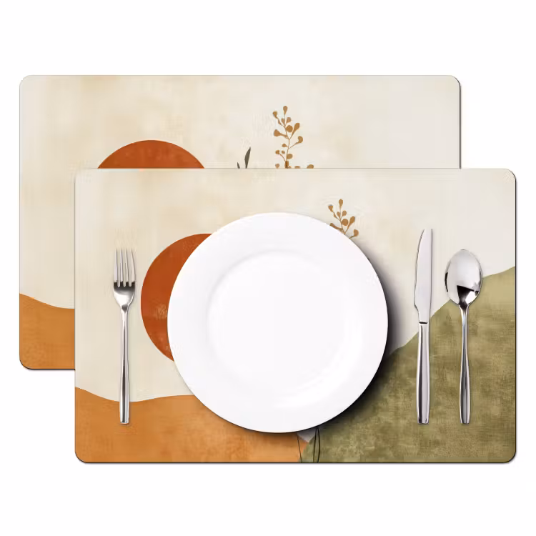 Placemat - 6 stuks - Zon - Abstract - Takken - Oranje — 2