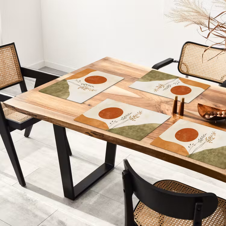 Placemat - 6 stuks - Zon - Abstract - Takken - Oranje — 5