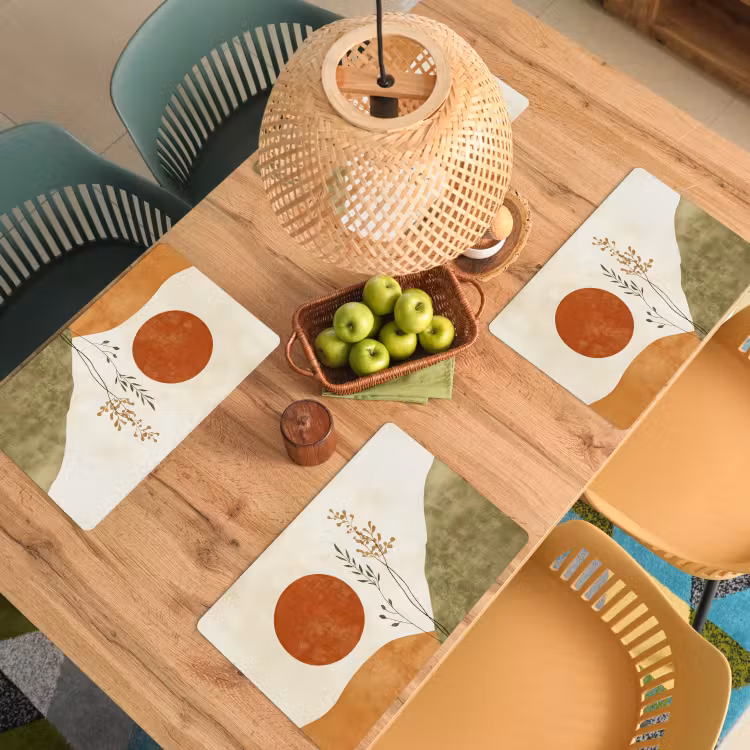 Placemat - 6 stuks - Zon - Abstract - Takken - Oranje — 6