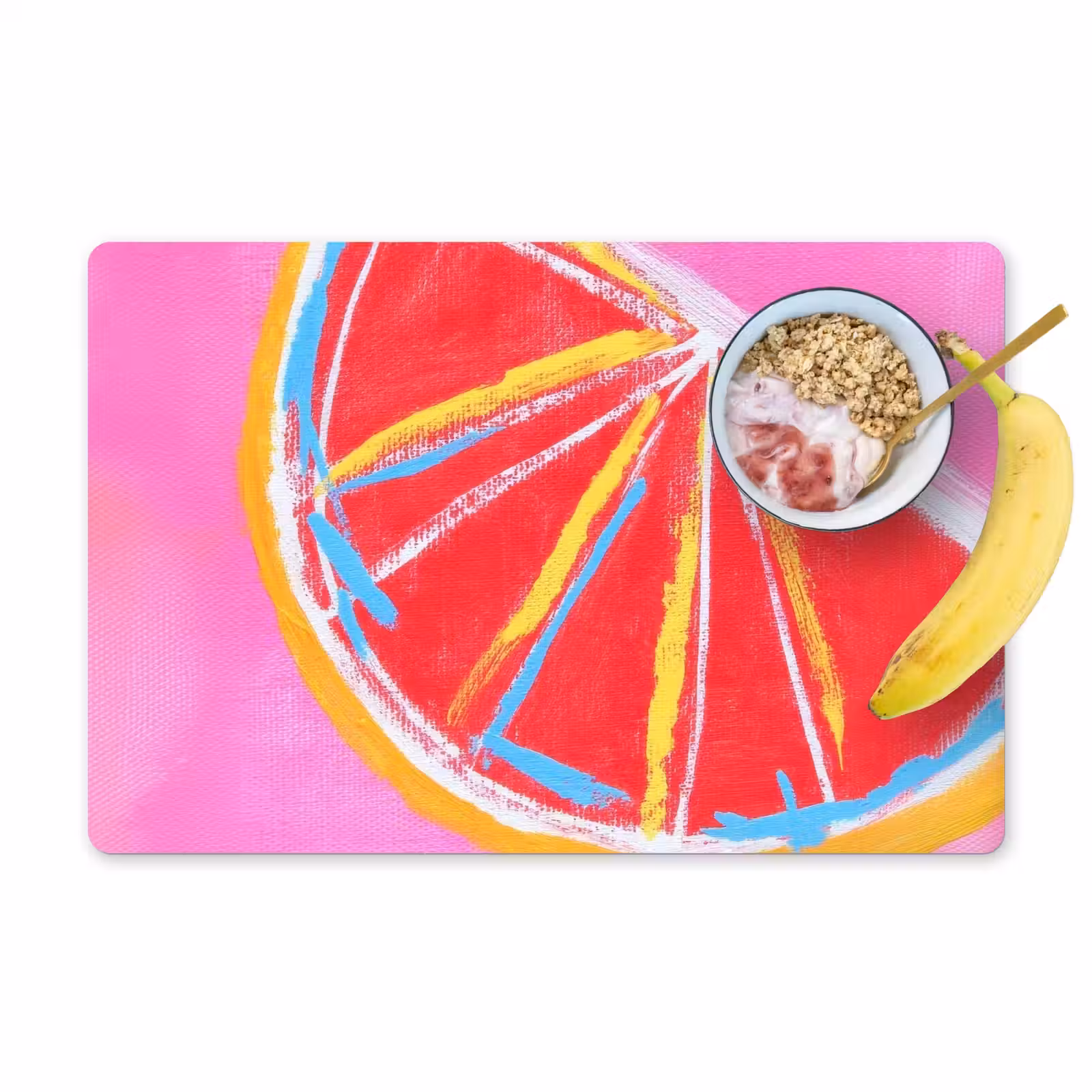 Placemat - 6 stuks - Grapefruit - Geschilderd - Roze - Strepen — 1