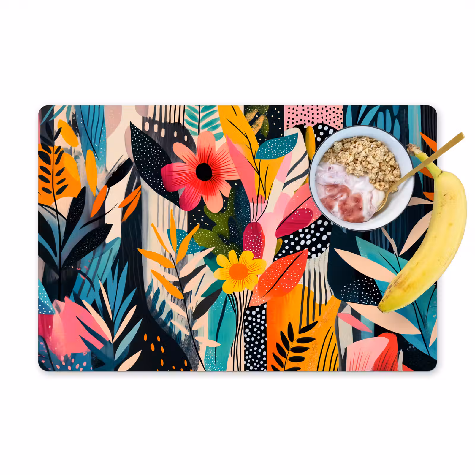 Placemat - 6 stuks - Schilderij - Abstract - Bloemen - Roze — 1