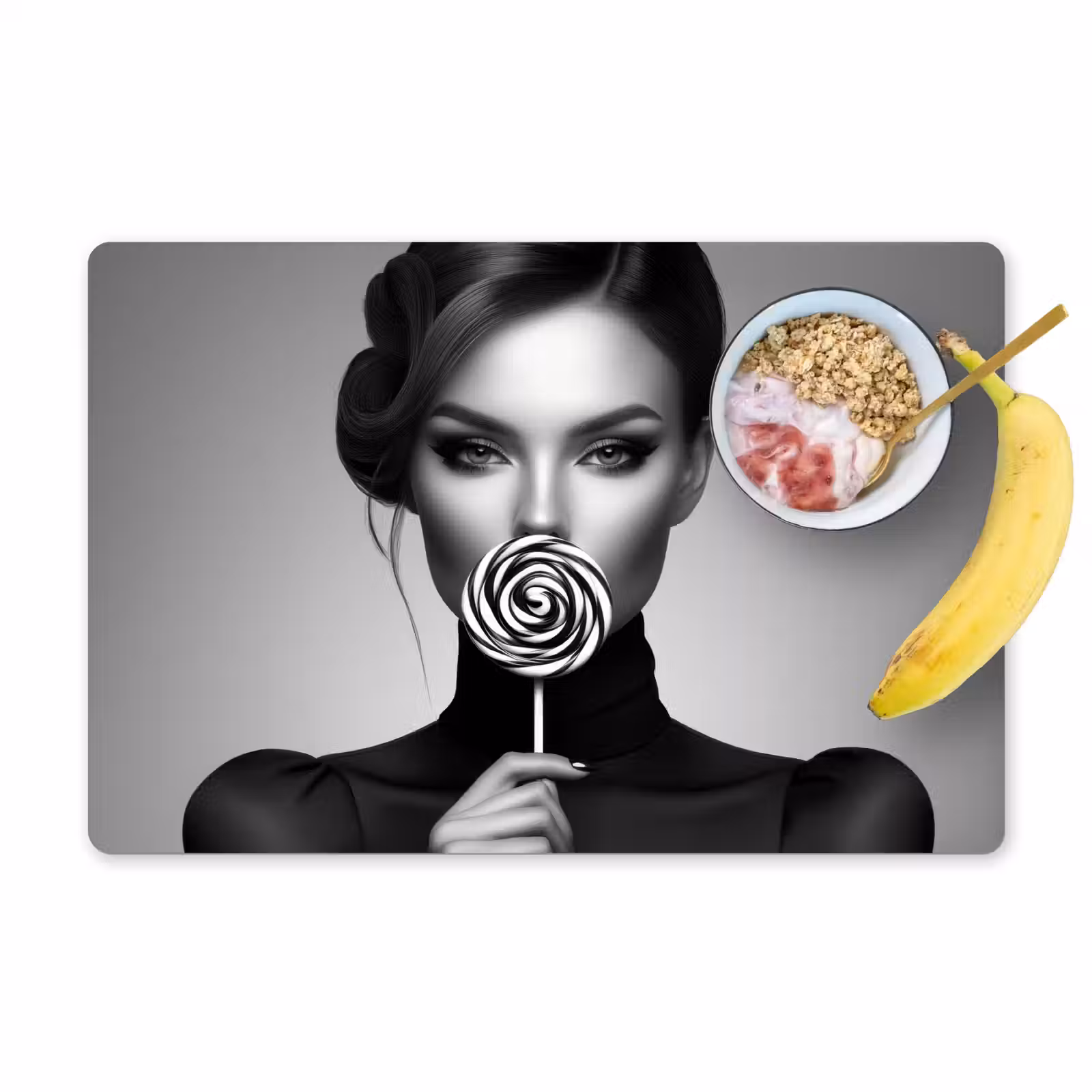 Placemat - 6 stuks - Vrouw - Lolly - Zwart — 1