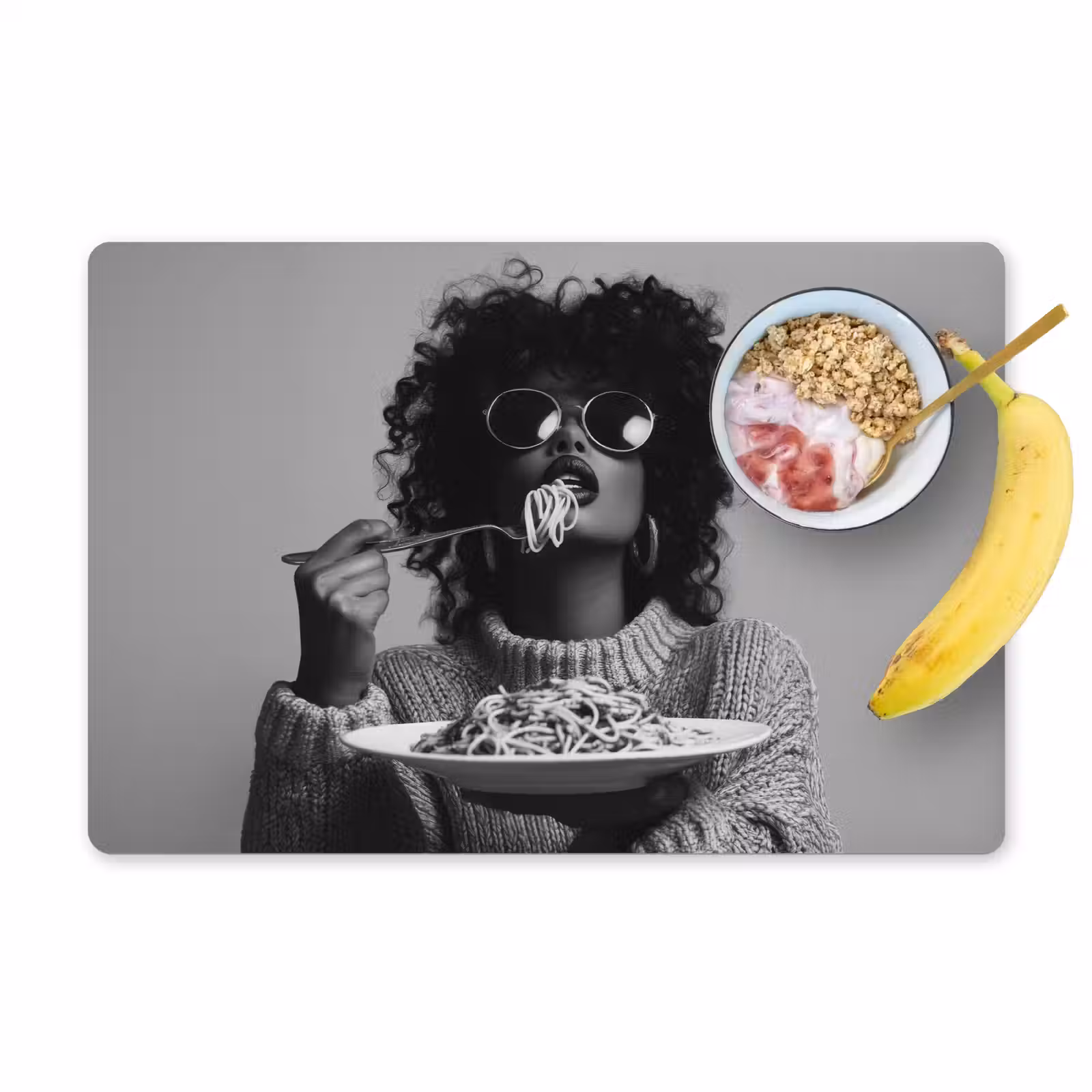 Placemat - 6 stuks - Vrouw - Pasta - Zwart - Wit — 1