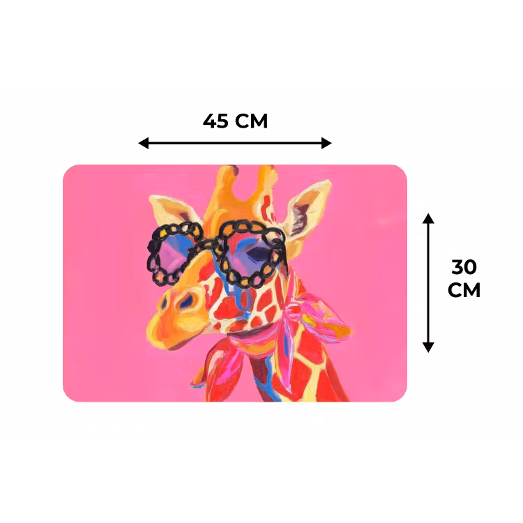 Placemat - 6 stuks - Giraf - Roze - Bril - Sjaal — 3