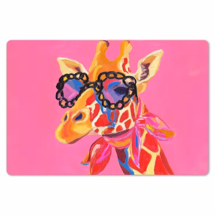 Placemat - 6 stuks - Giraf - Roze - Bril - Sjaal — 7