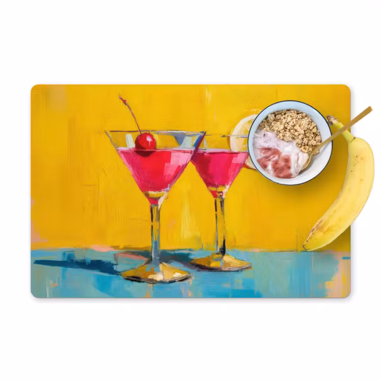 Placemat - 6 stuks - Glazen - Cocktail - Citroen - Kers — 1