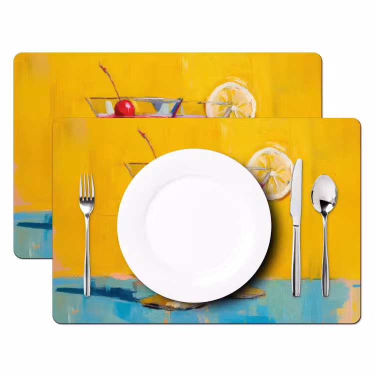 Placemat - 6 stuks - Glazen - Cocktail - Citroen - Kers — 2
