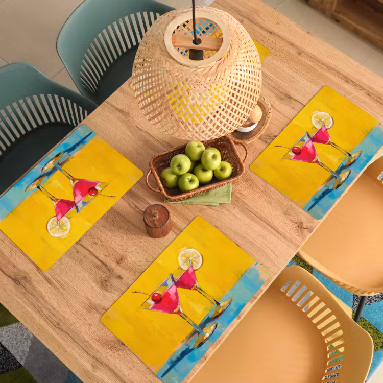 Placemat - 6 stuks - Glazen - Cocktail - Citroen - Kers — 6