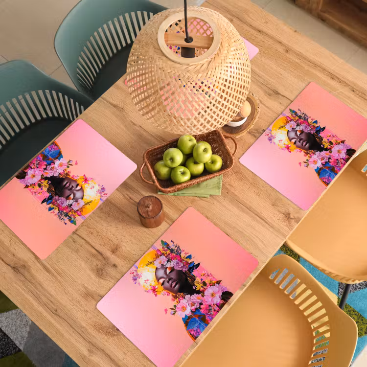 Placemat - 6 stuks - Kleurrijk - Bloemen - Vrouw - Zon — 6