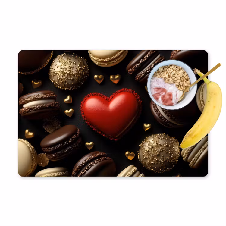 Placemat - 6 stuks - Macarons - Rood - Hart — 1