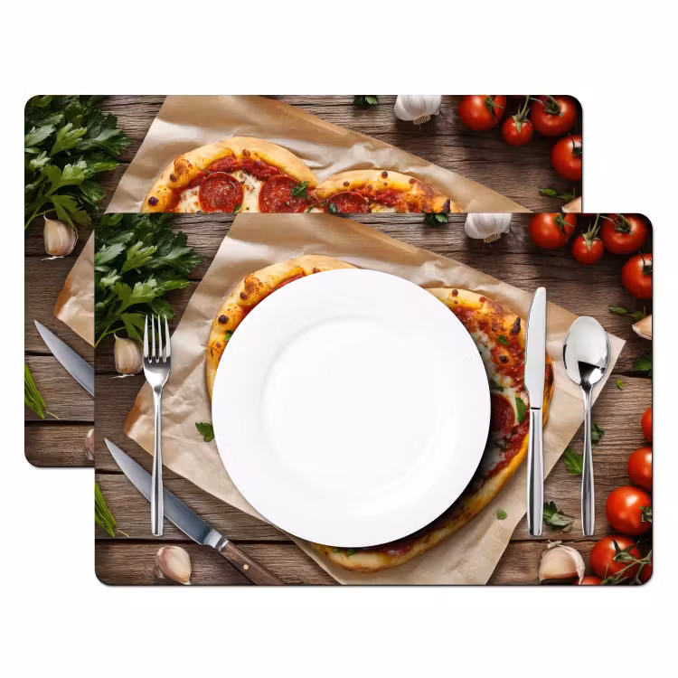Placemat - 6 stuks - Pizza - Hart - Pepperoni - Tomaat — 2