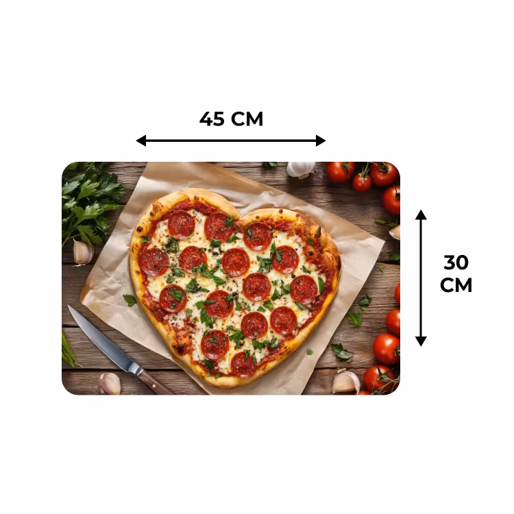 Placemat - 6 stuks - Pizza - Hart - Pepperoni - Tomaat — 3