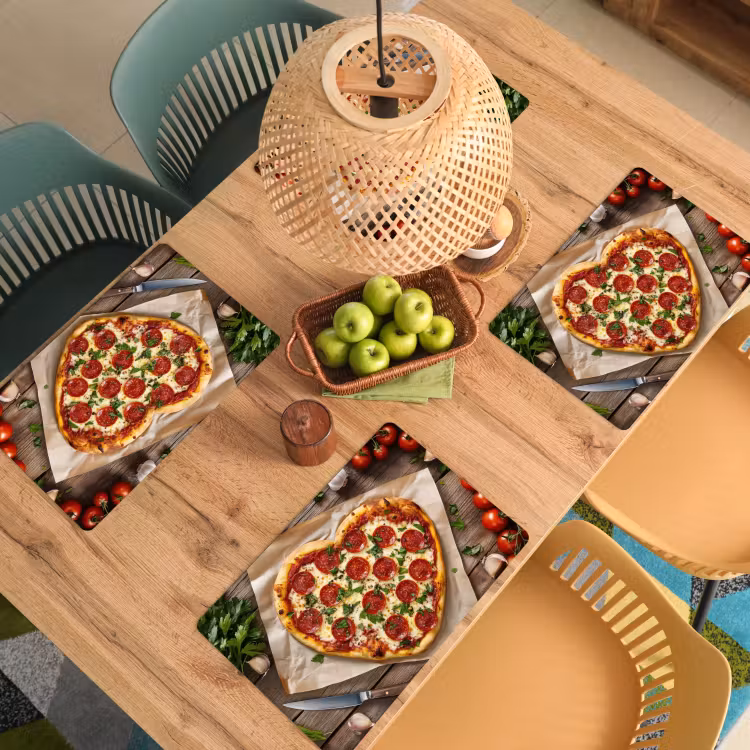Placemat - 6 stuks - Pizza - Hart - Pepperoni - Tomaat — 6