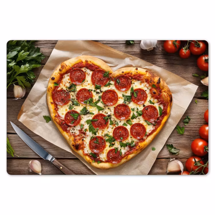 Placemat - 6 stuks - Pizza - Hart - Pepperoni - Tomaat — 7
